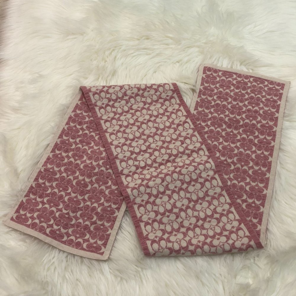 ✨HOST PICK✨ Coach Monogram Merino Wool Reversible Scarf with Glitter - Picture 3 of 4